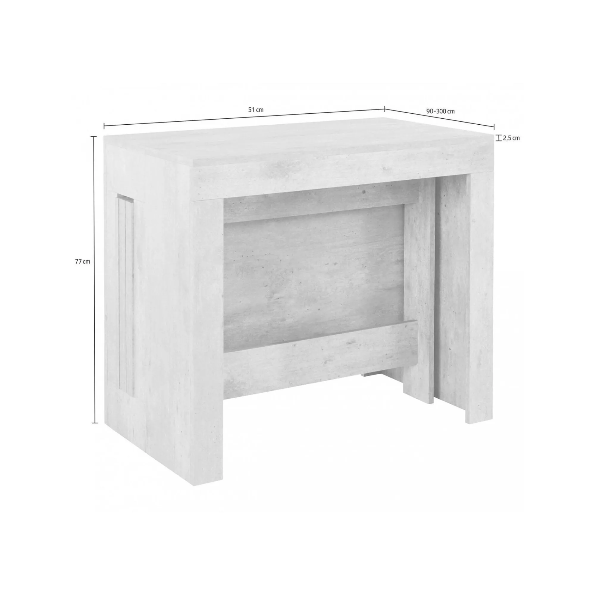 Consolle allungabile Anello, cm 51/300x90h77,<Dmora New