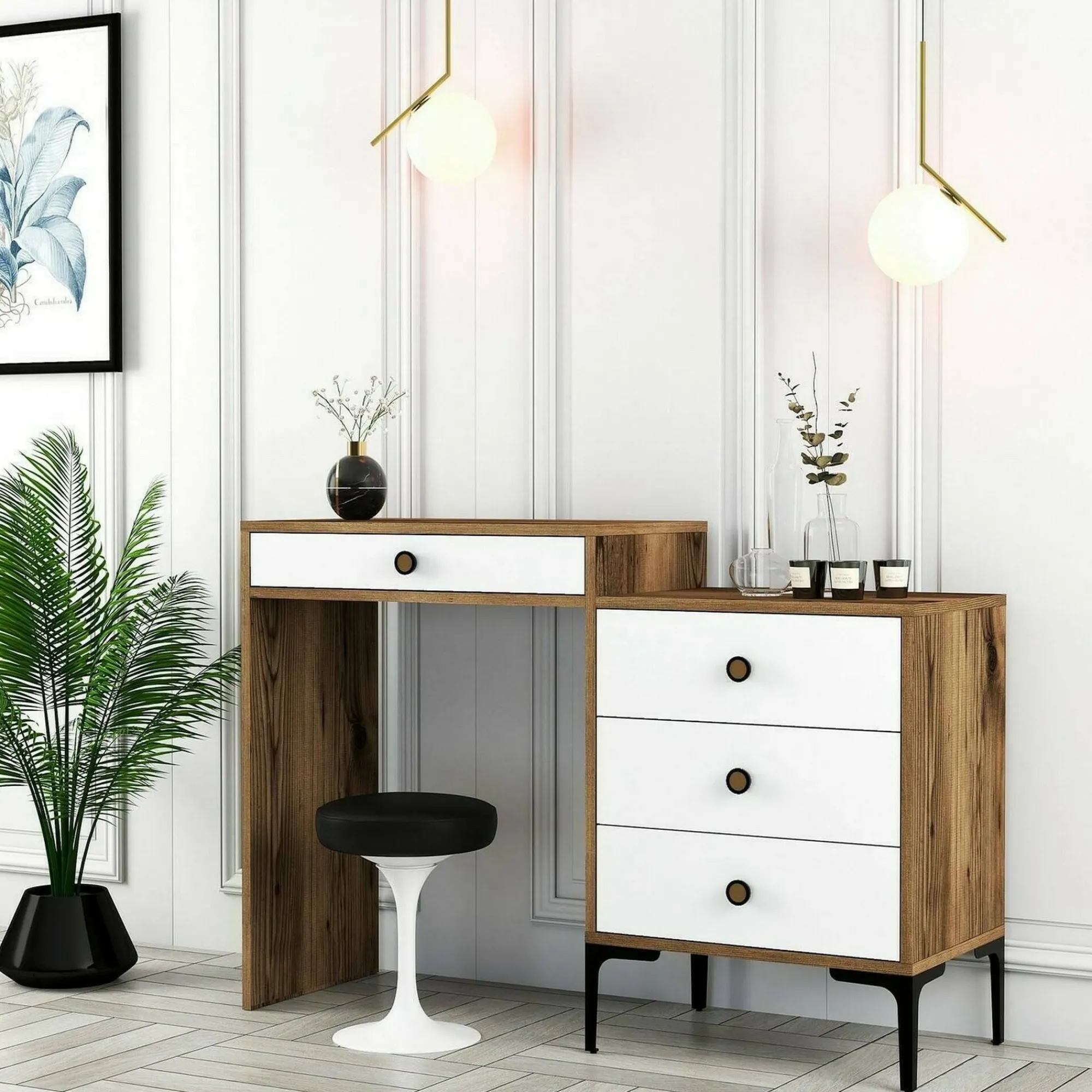 Consolle Artegna, 124x40h85 cm, Noce e Bianco<Dmora Flash Sale
