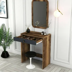 Consolle Baunei, 70x85h40 cm, Noce e Antracite<Dmora Best Sale