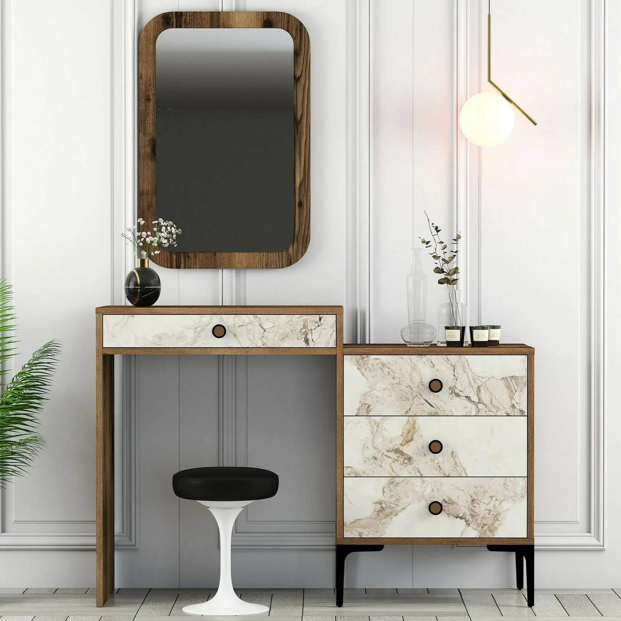 Consolle Namtheun, 124x40h85 cm, Noce e Bianco<Dmora Clearance