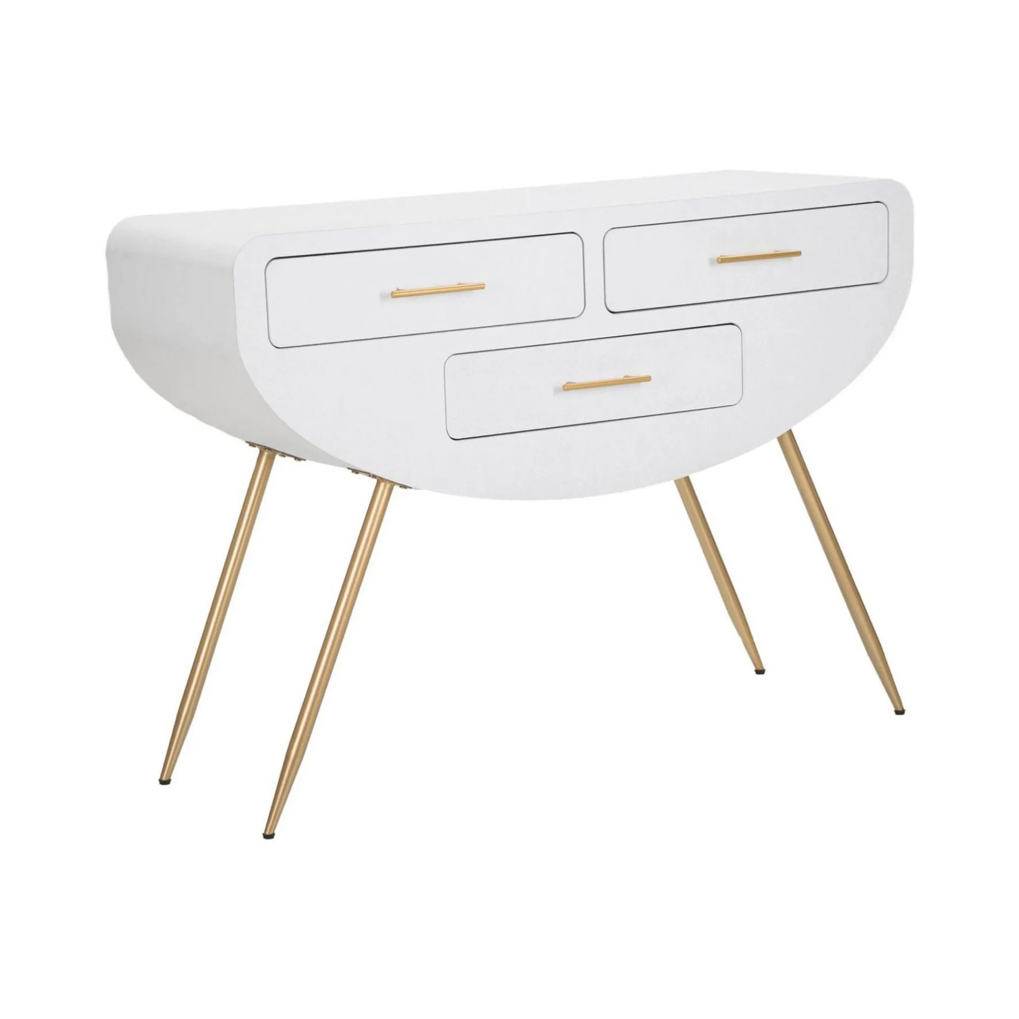 Consolle Tomato, 110x40 h80 cm, Bianco e Oro<Dmora New