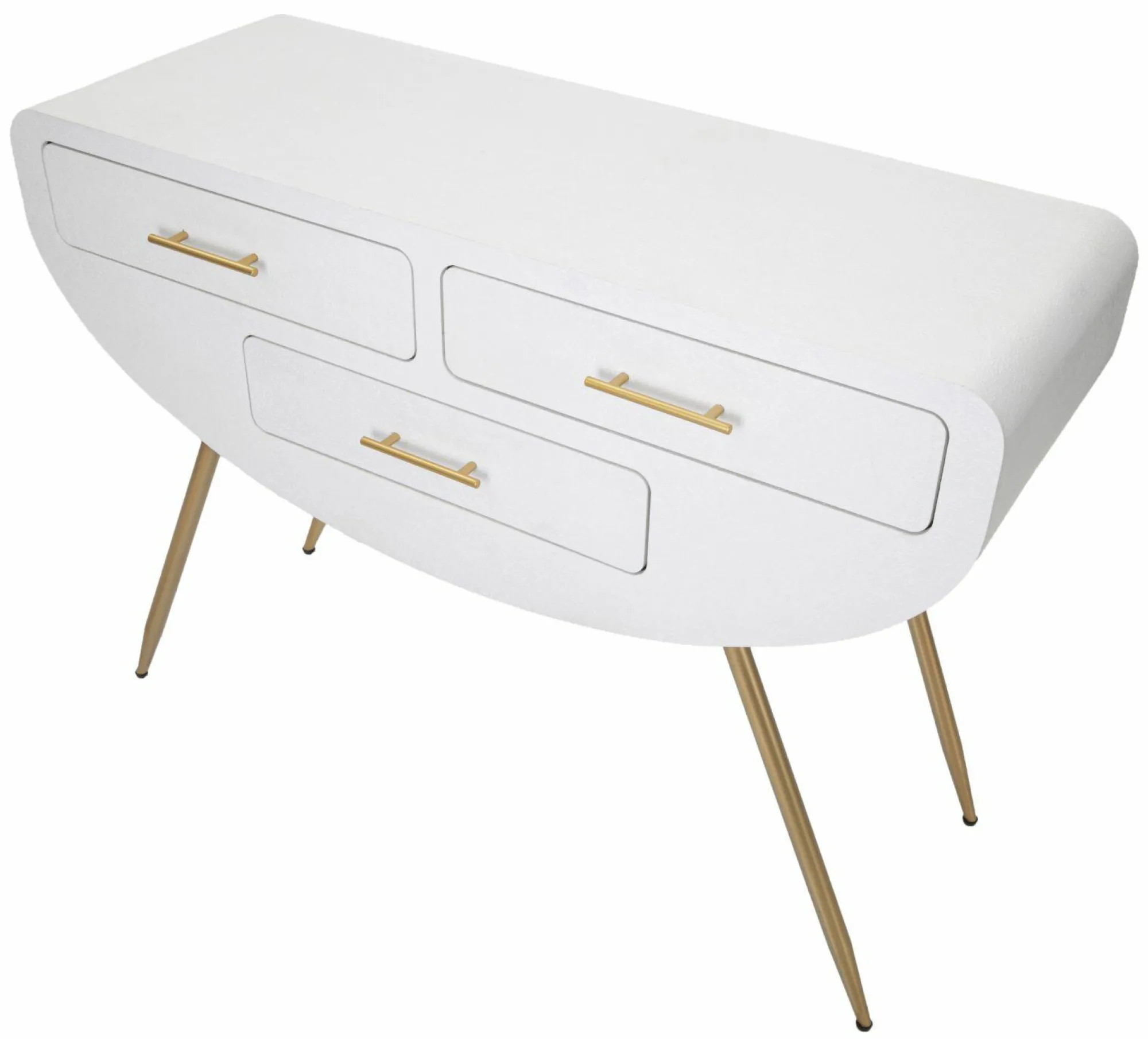 Consolle Tomato, 110x40 h80 cm, Bianco e Oro<Dmora New