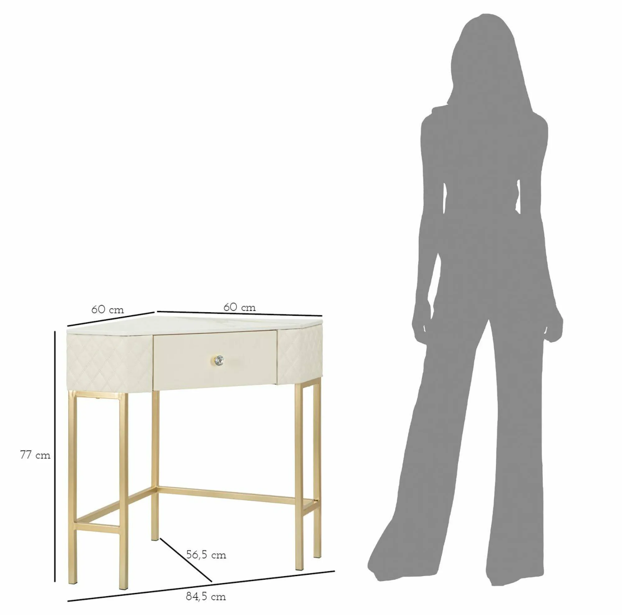 Consolle Viscardo, 85x60 h77 cm, Bianco e Oro<Dmora Best