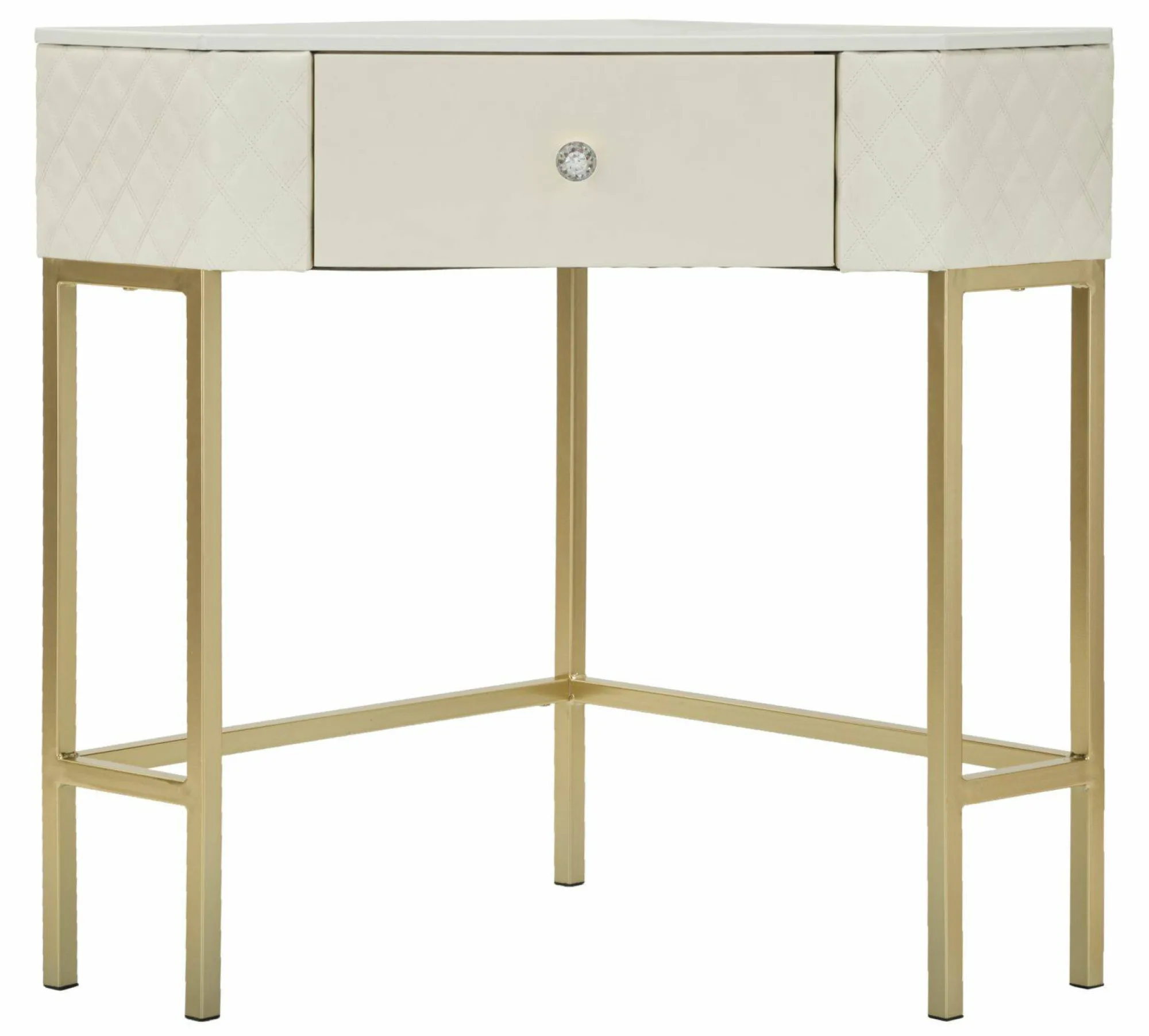 Consolle Viscardo, 85x60 h77 cm, Bianco e Oro<Dmora Best