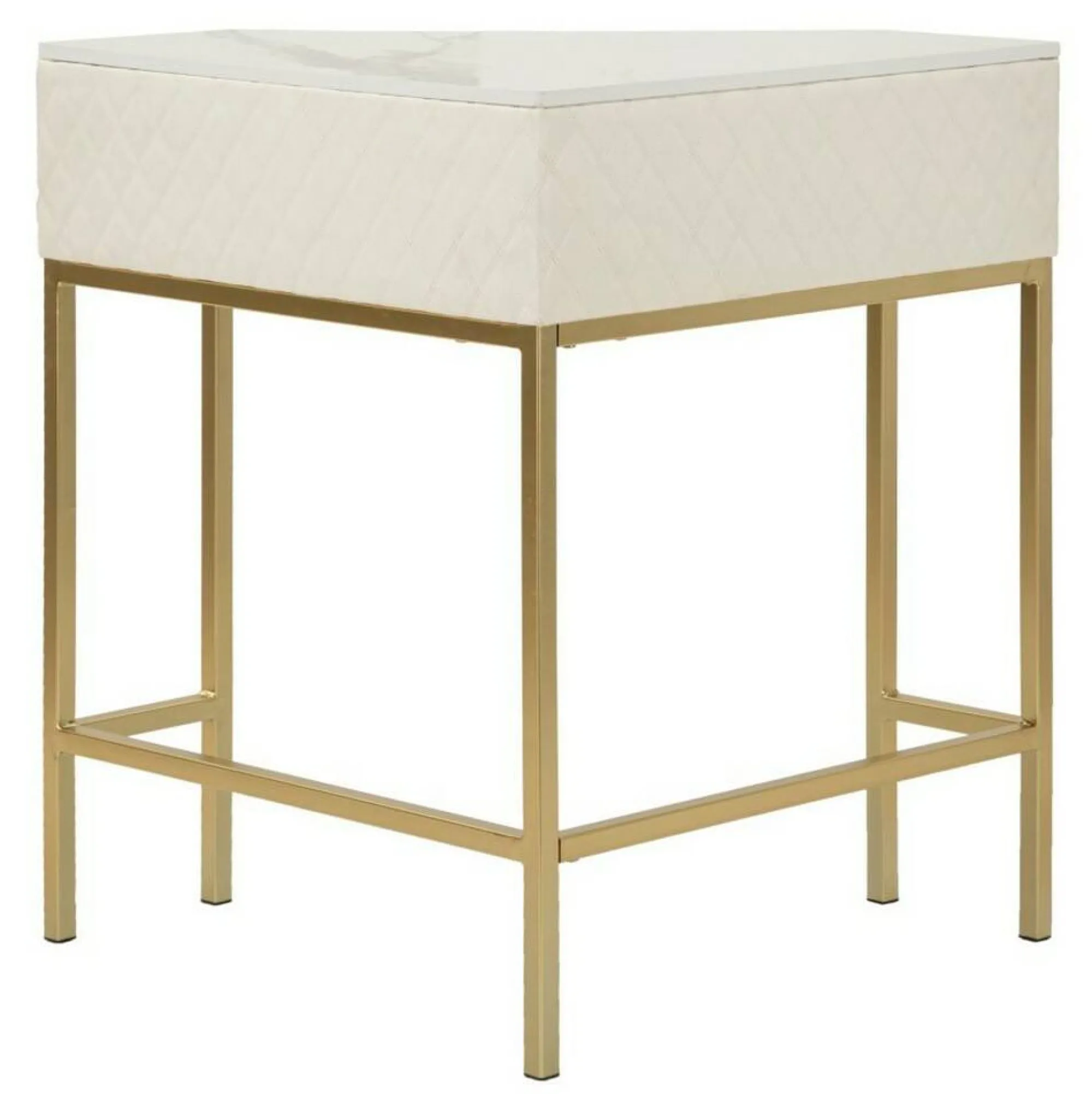 Consolle Viscardo, 85x60 h77 cm, Bianco e Oro<Dmora Best