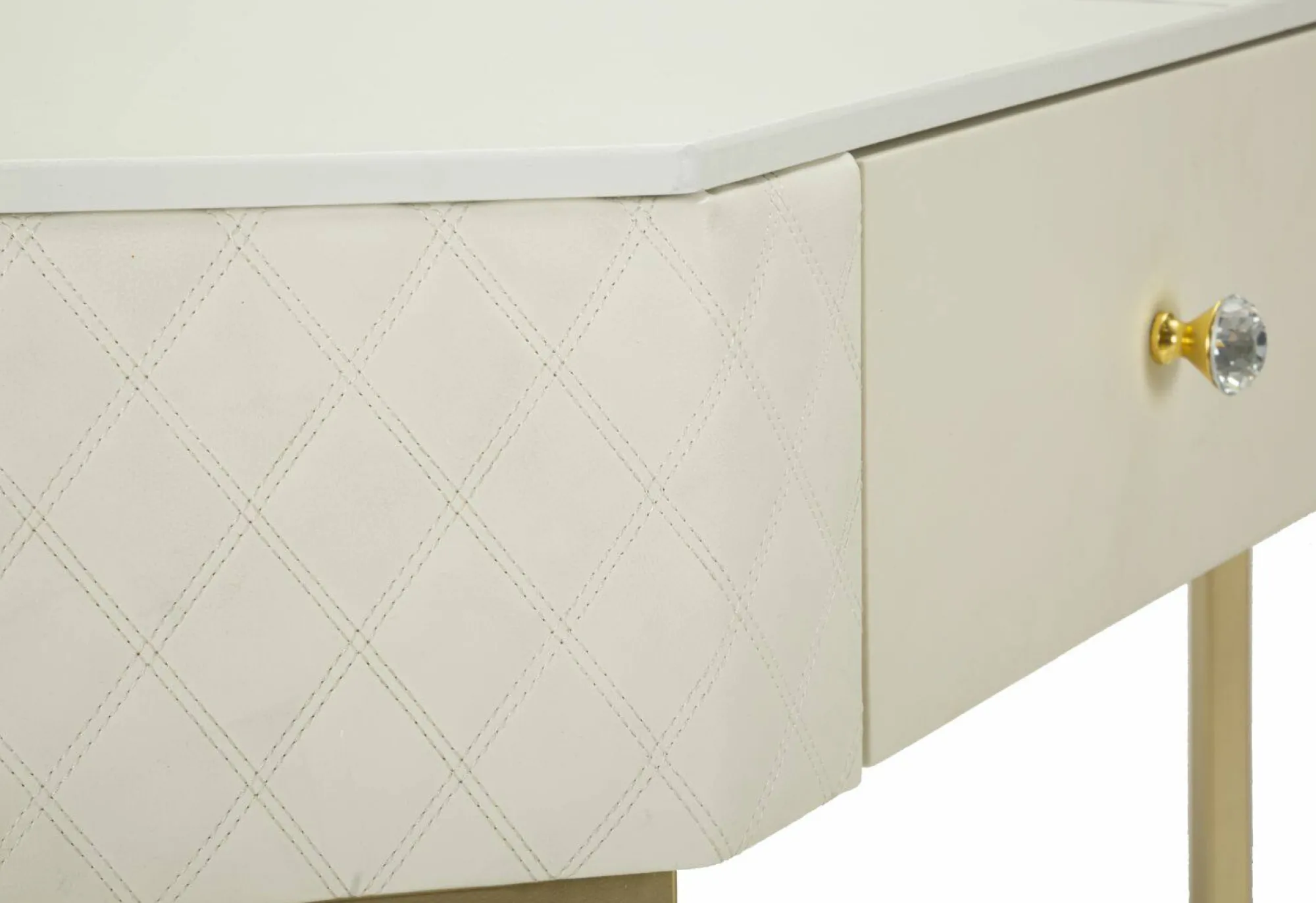 Consolle Viscardo, 85x60 h77 cm, Bianco e Oro<Dmora Best