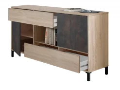 Credenza Abib, 151x41h80 cm, Rovere e Ossido<Dmora Discount