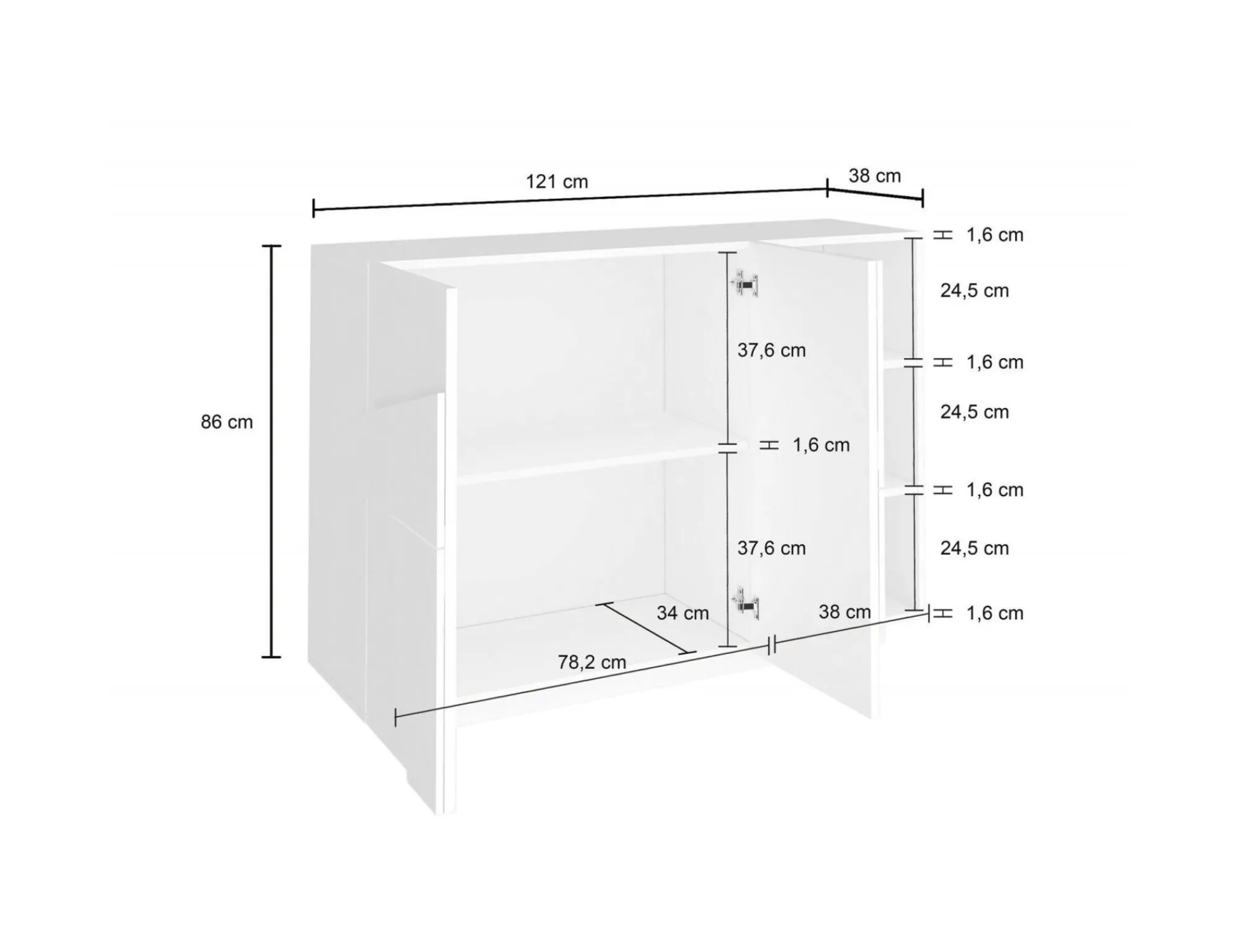 Credenza Acab, cm 121x38h86,<Dmora New