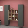 Credenza Acerenza, cm 170x30h180, Antracite e Acero<Dmora Best Sale