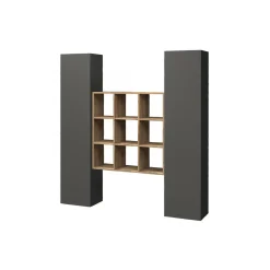 Credenza Acerenza, cm 170x30h180, Antracite e Acero<Dmora Best Sale