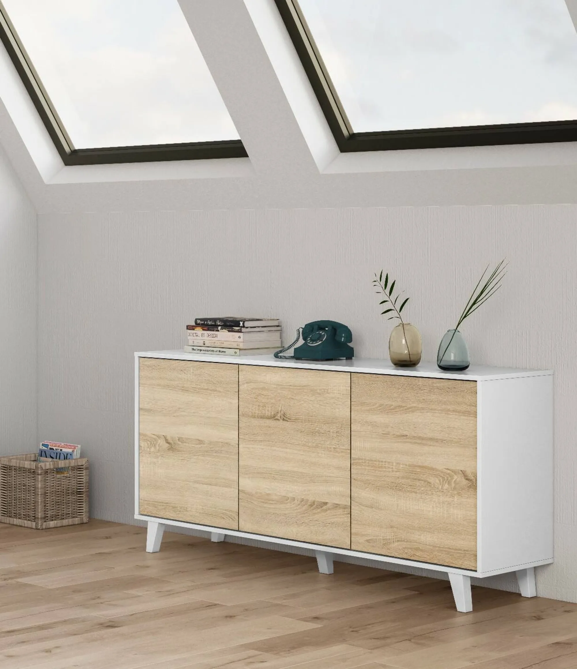 Credenza Acrolorum, 154x40h75 cm, e Rovere<Dmora Cheap