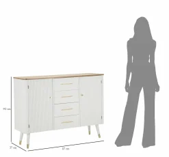 Credenza Acute, 117x37 h90 cm, Bianco e Marrone<Dmora Best Sale