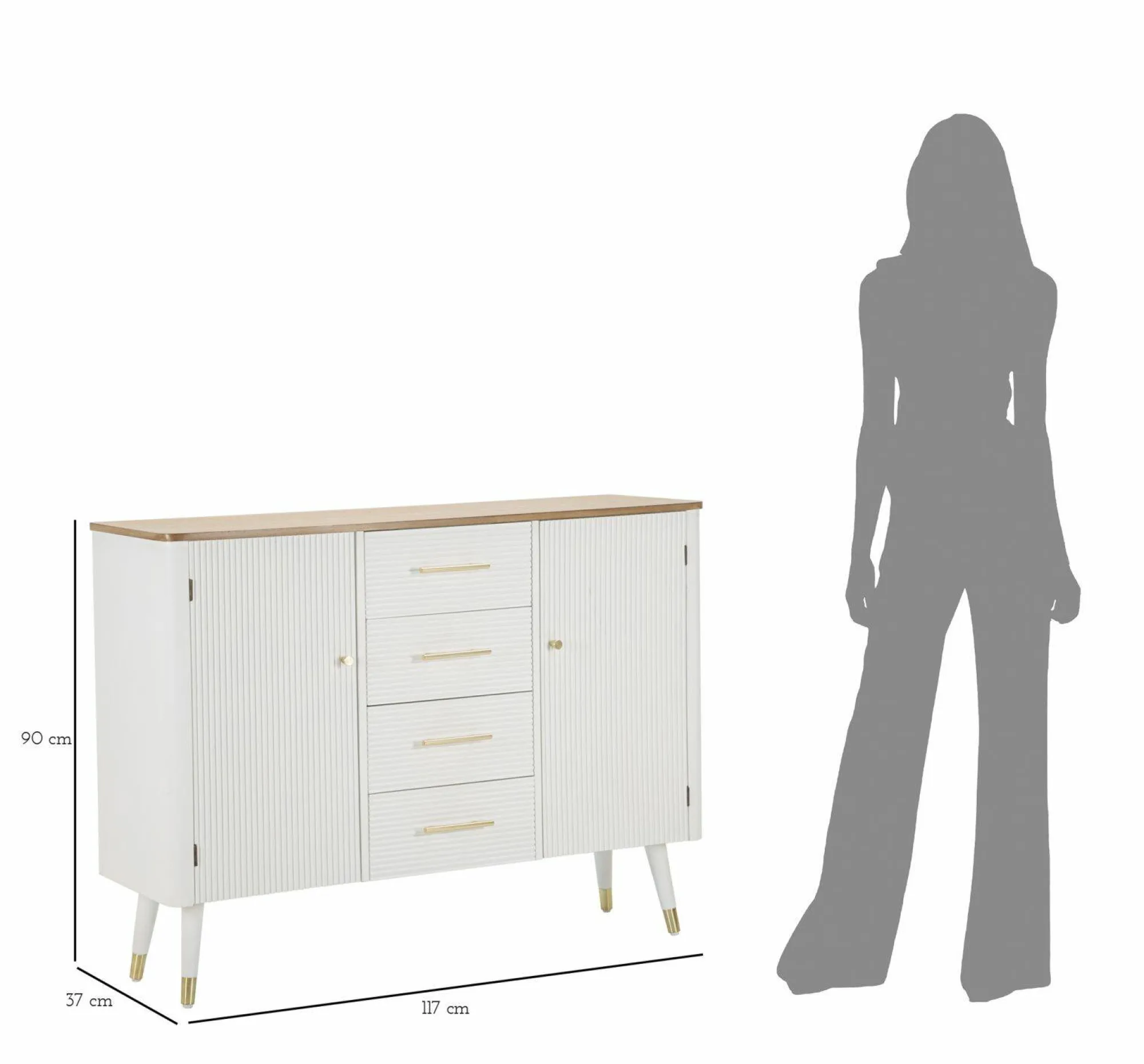 Credenza Acute, 117x37 h90 cm, Bianco e Marrone<Dmora Best Sale