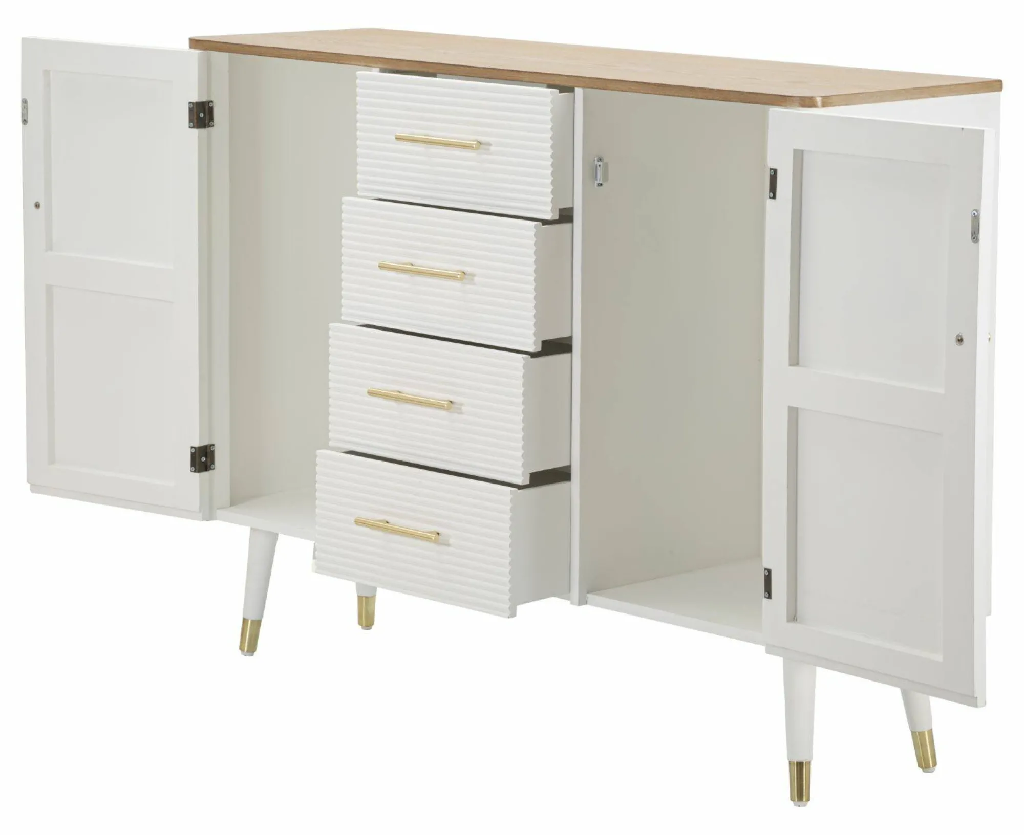 Credenza Acute, 117x37 h90 cm, Bianco e Marrone<Dmora Best Sale