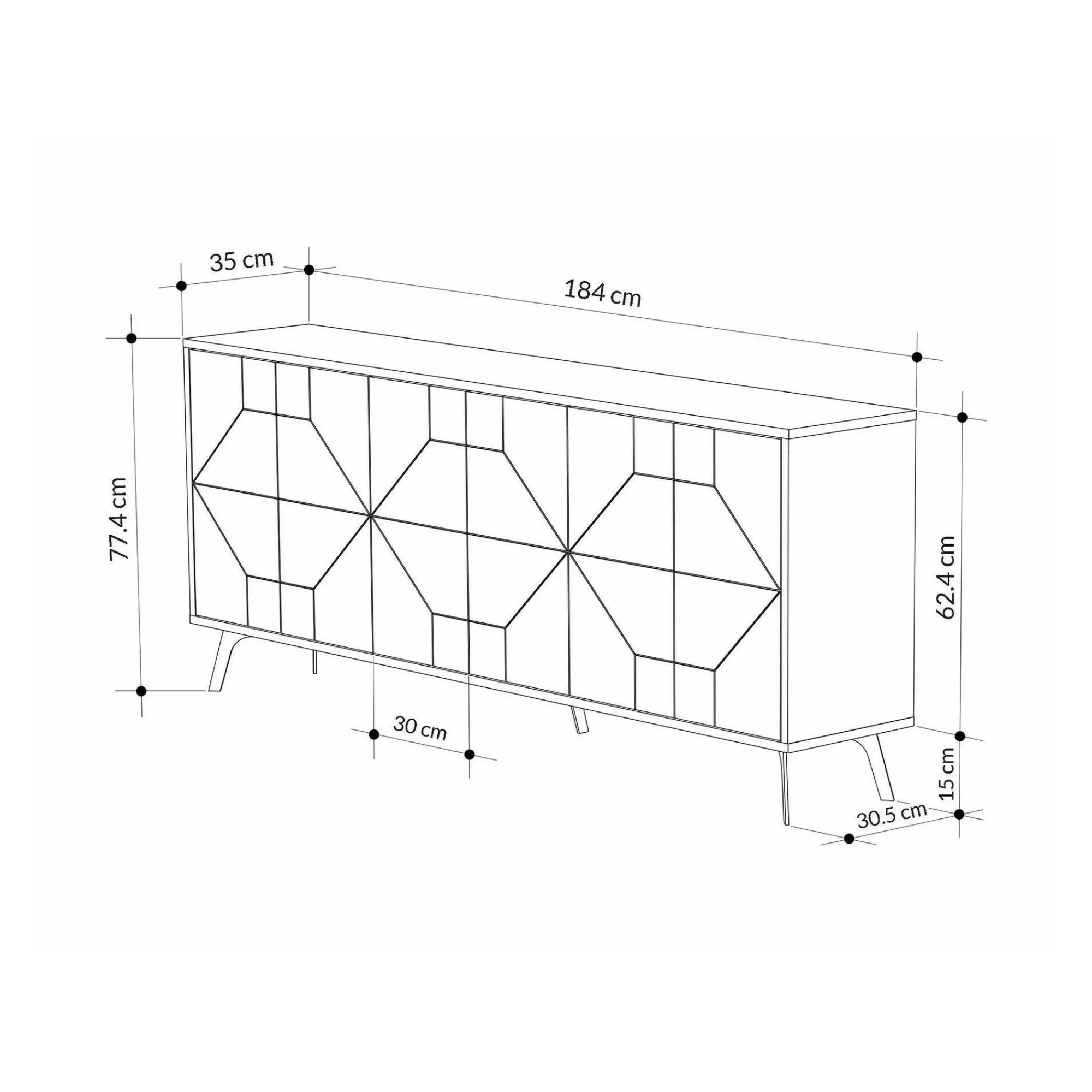 Credenza Africo, 184x35h77 cm,<Dmora Best