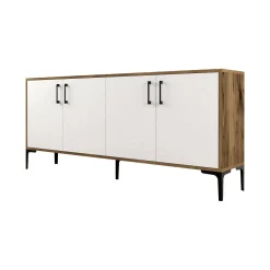 Credenza Agape, 180x35h78 cm, Noce e Bianco<Dmora Clearance