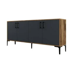 Credenza Agape, 180x35h78 cm, Noce e Antracite<Dmora New