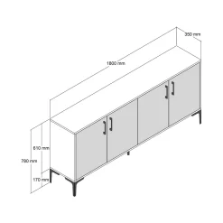 Credenza Agape, 180x35h78 cm, Noce e Bianco Marmo<Dmora Shop
