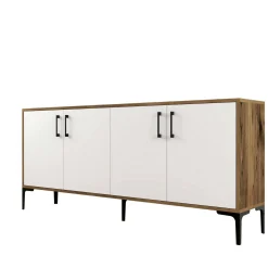 Credenza Agape, 180x35h78 cm, Noce e Bianco<Dmora Clearance