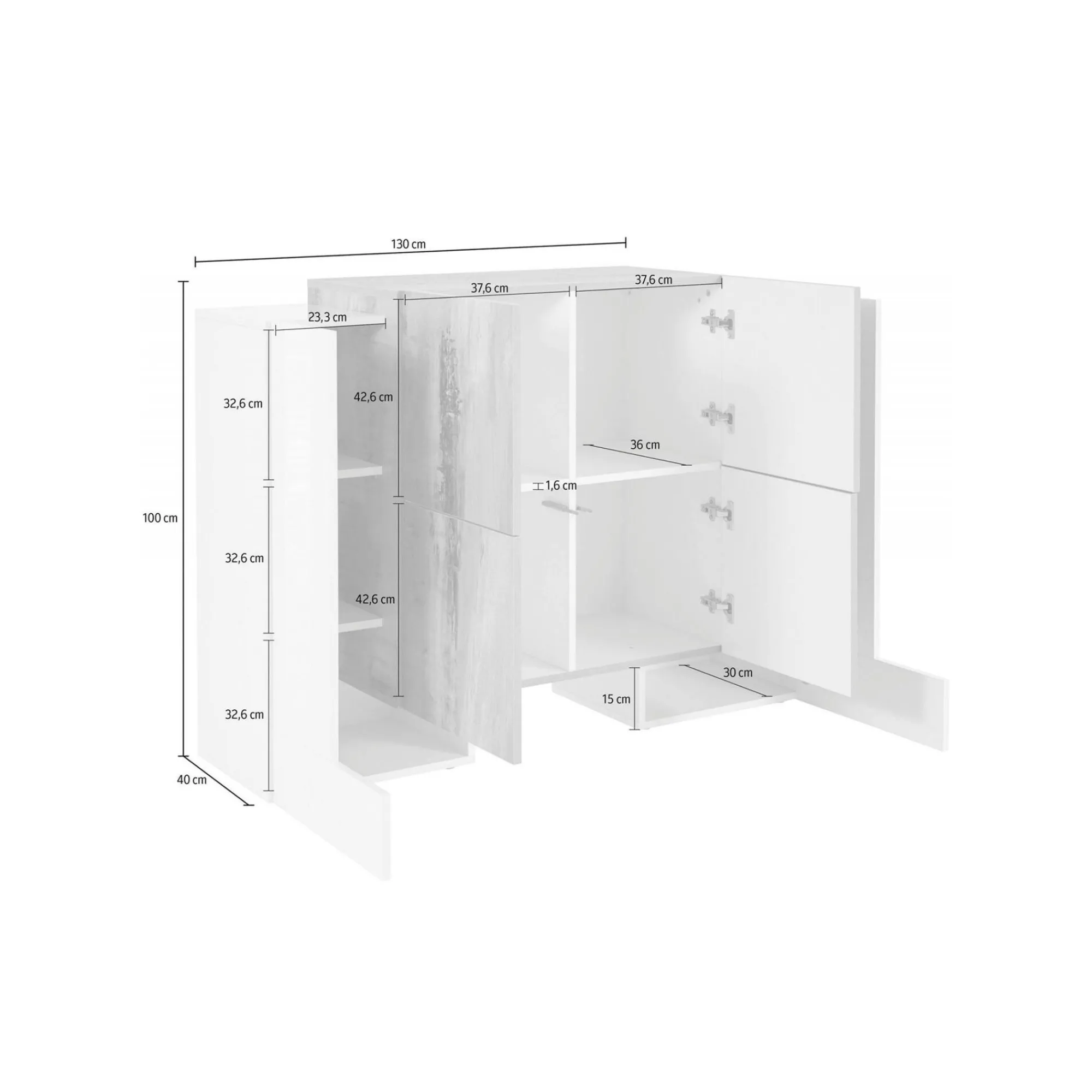 Credenza Age, cm 130x45h100,<Dmora Discount
