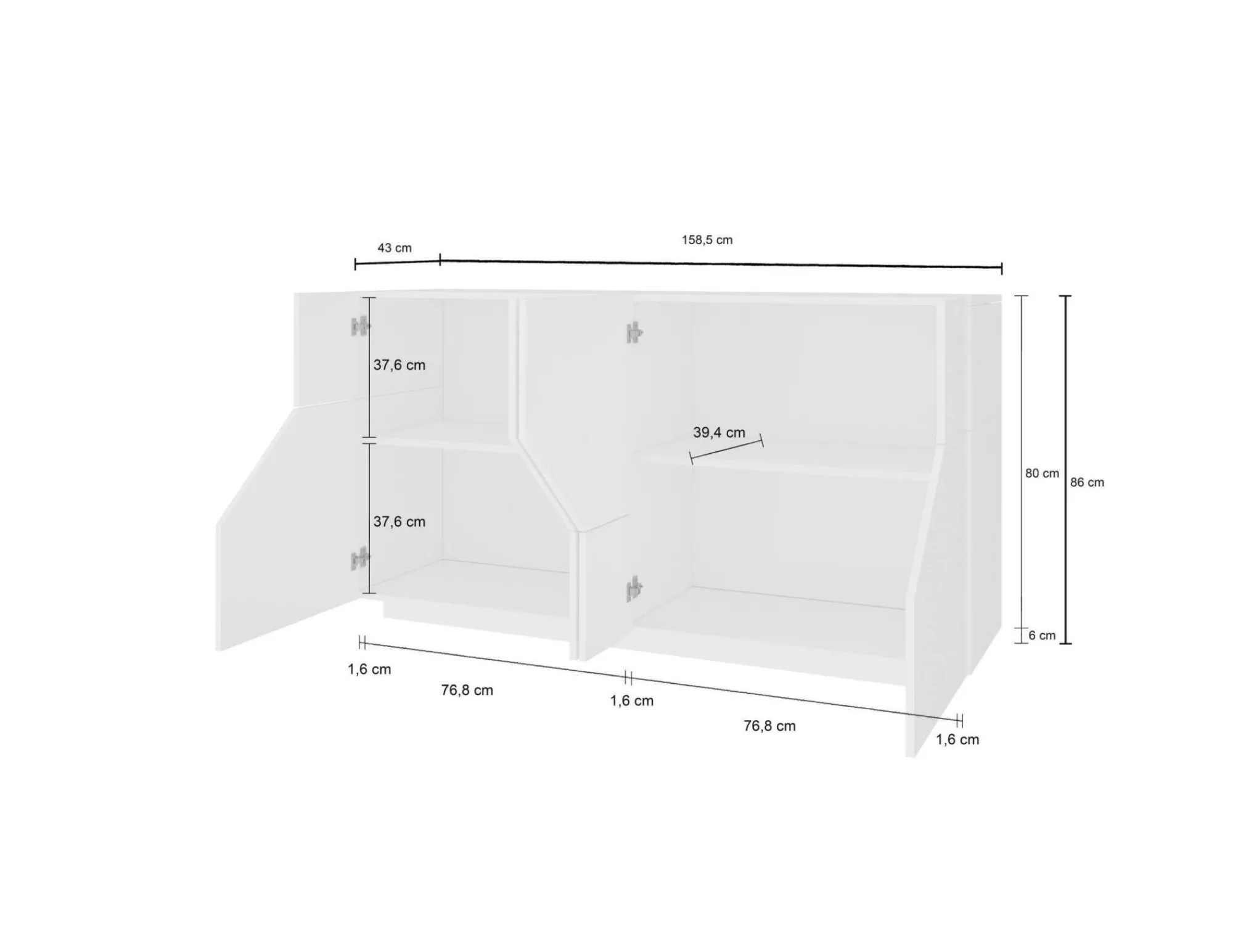 Credenza Agis, cm 159x43h86, Ardesia e Acero<Dmora Flash Sale