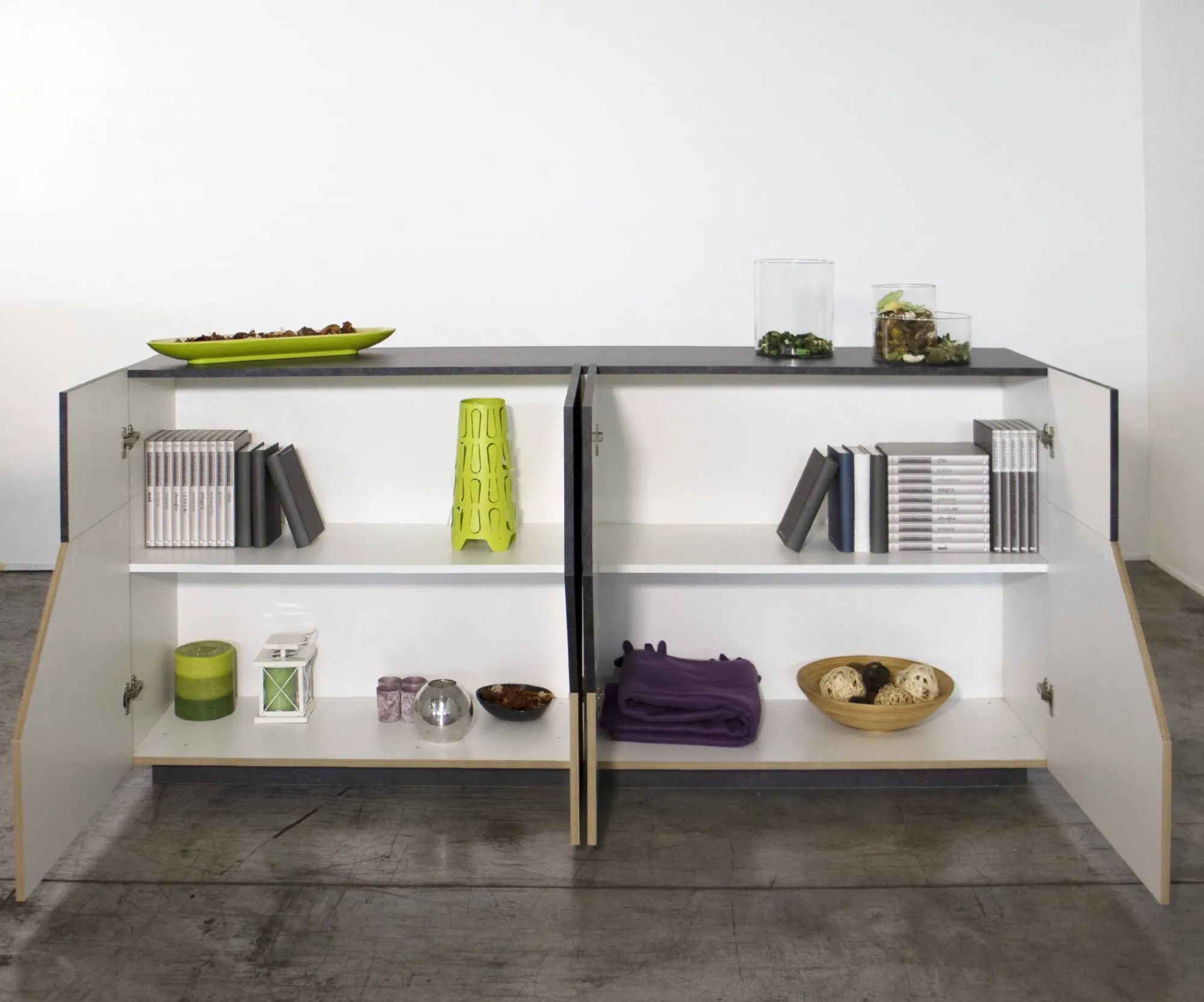 Credenza Agis, cm 159x43h86, Ardesia e Acero<Dmora Flash Sale