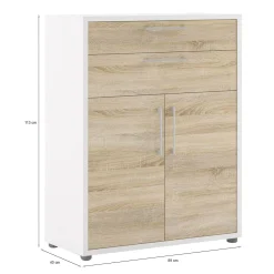 Credenza Agra, 40x89 h113 cm, Bianco e Quercia<Dmora Shop