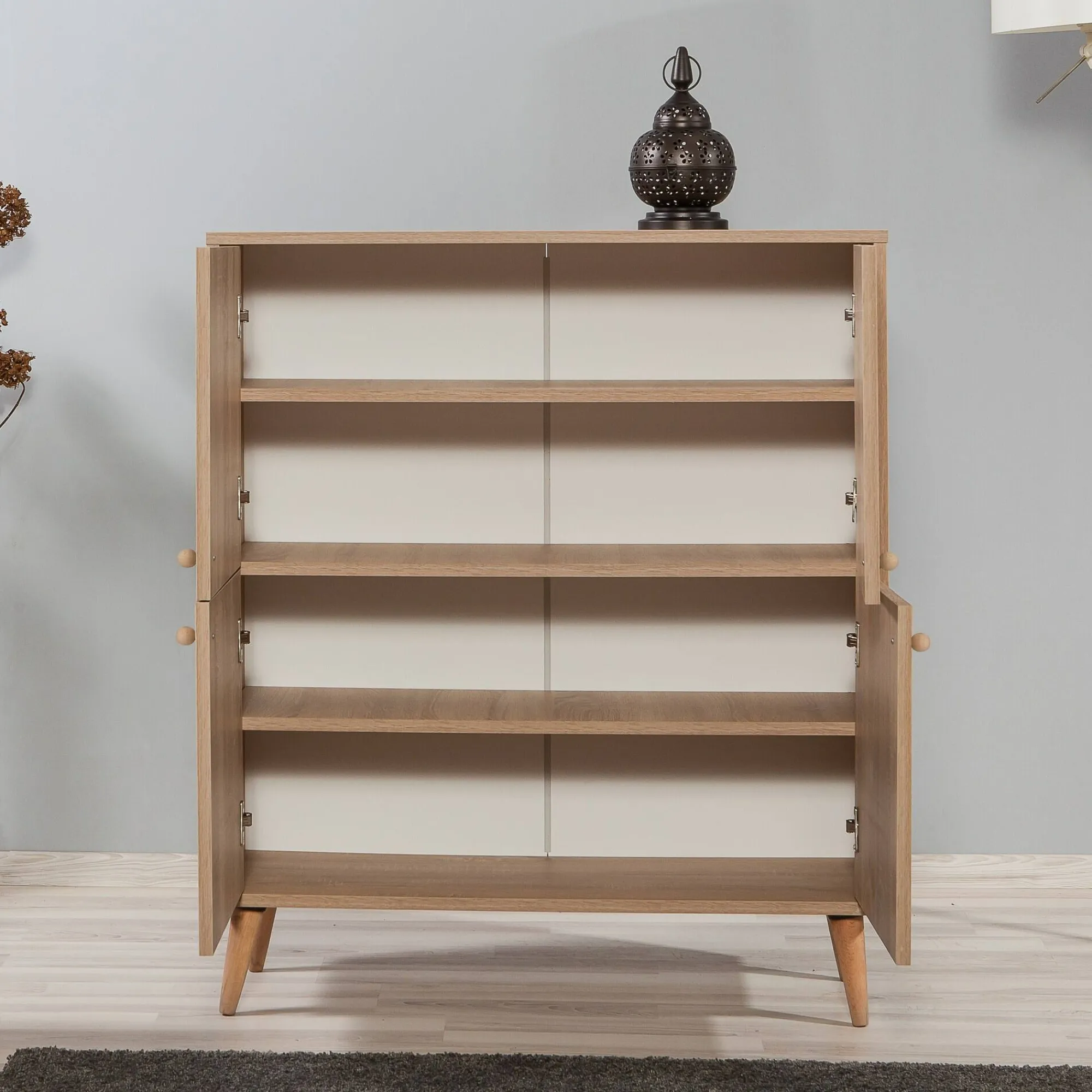 Credenza Agyemang, 95x36 h111 cm, Quercia e Multicolore<Dmora Cheap