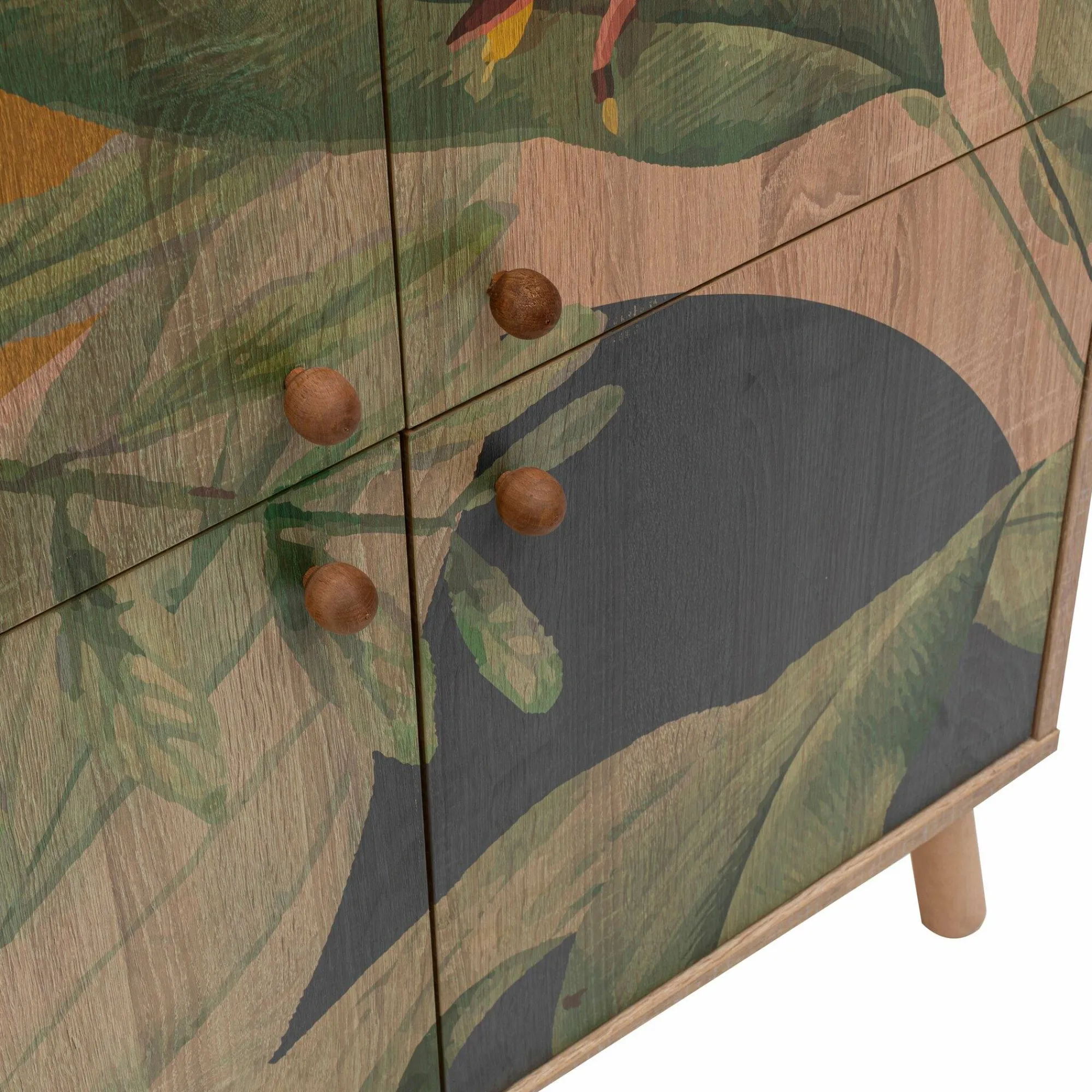 Credenza Agyemang, 95x36 h111 cm, Quercia e Verde<Dmora Best Sale