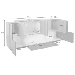 Credenza Akirum, cm 220x45h86, Antracite e Acero<Dmora Shop