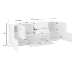 Credenza Akirum, cm 220x45h86,<Dmora Fashion