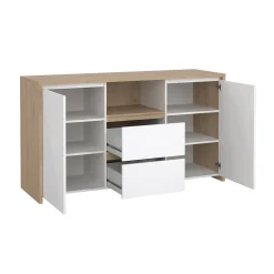 Credenza Alalngar, 48x149 h84 cm, Rovere e Bianco<Dmora Discount