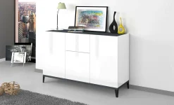 Credenza Albatross, cm 120x40h82, Bianco lucido e Ardesia<Dmora Online
