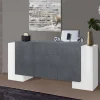 Credenza Alchemy, cm 210x45h85, Bianco lucido e Ardesia<Dmora Hot