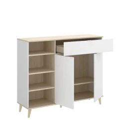 Credenza Aleandro, 120x40h102 cm, Bianco e Rovere<Dmora Best Sale