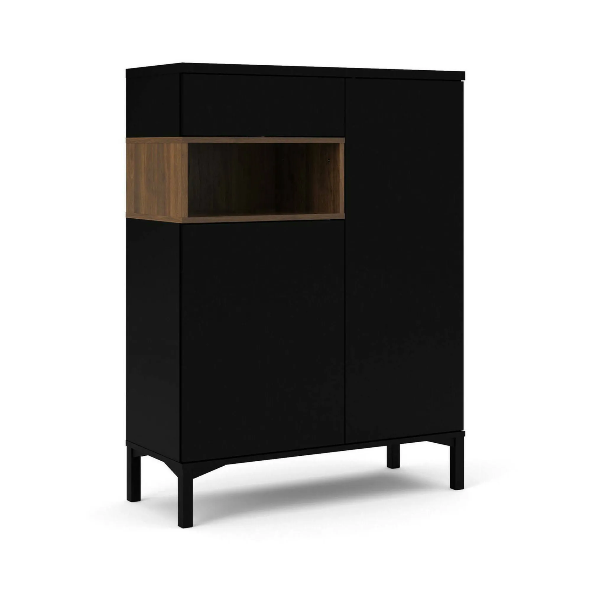 Credenza Alfra, 89x36 h119 cm, Nero e Noce<Dmora Online