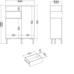 Credenza Alfra, 89x36 h119 cm, Nero e Noce<Dmora Online