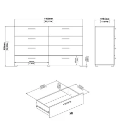 Credenza Aligon, 140x40 h83 cm, Quercia e Bianco<Dmora Outlet