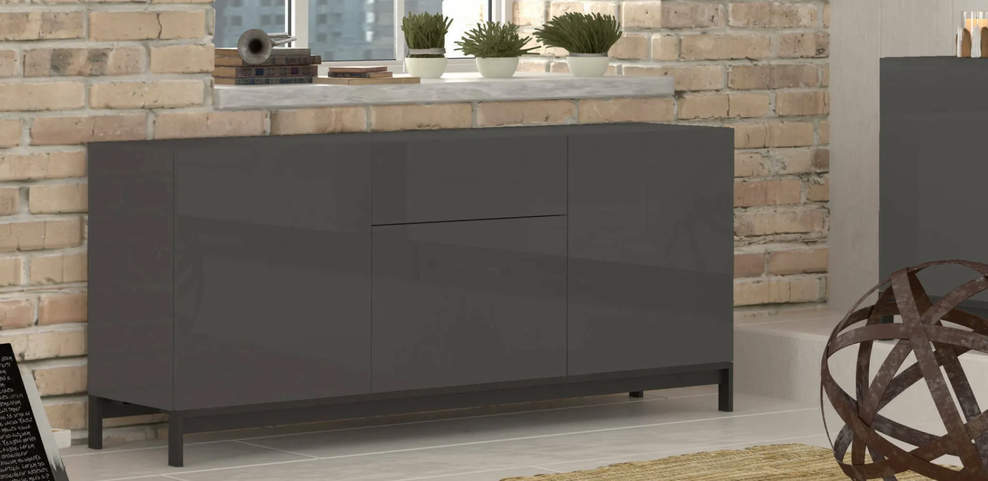 Credenza Allel, cm 170x40h47,<Dmora Fashion