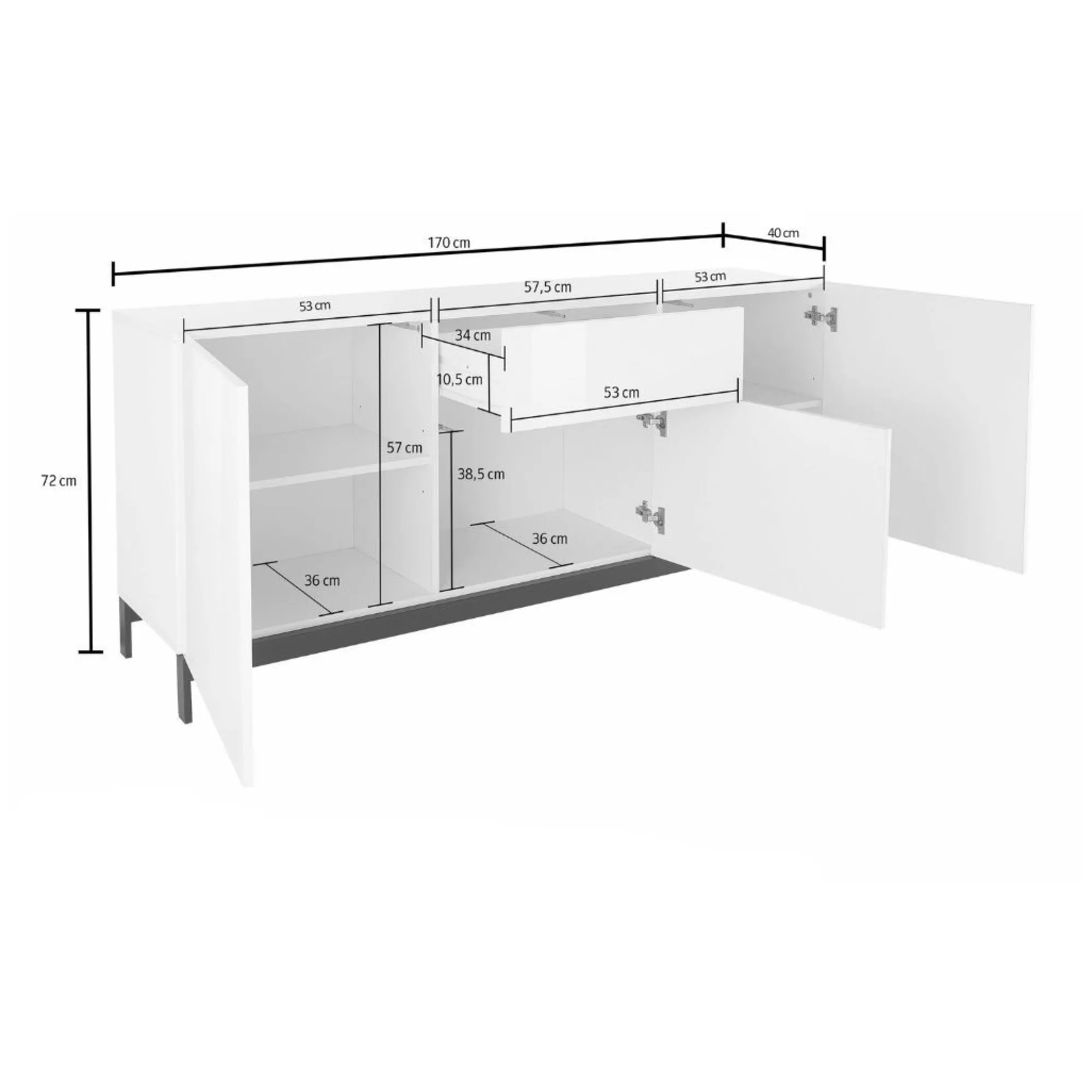 Credenza Allel, cm 170x40h47,<Dmora Fashion