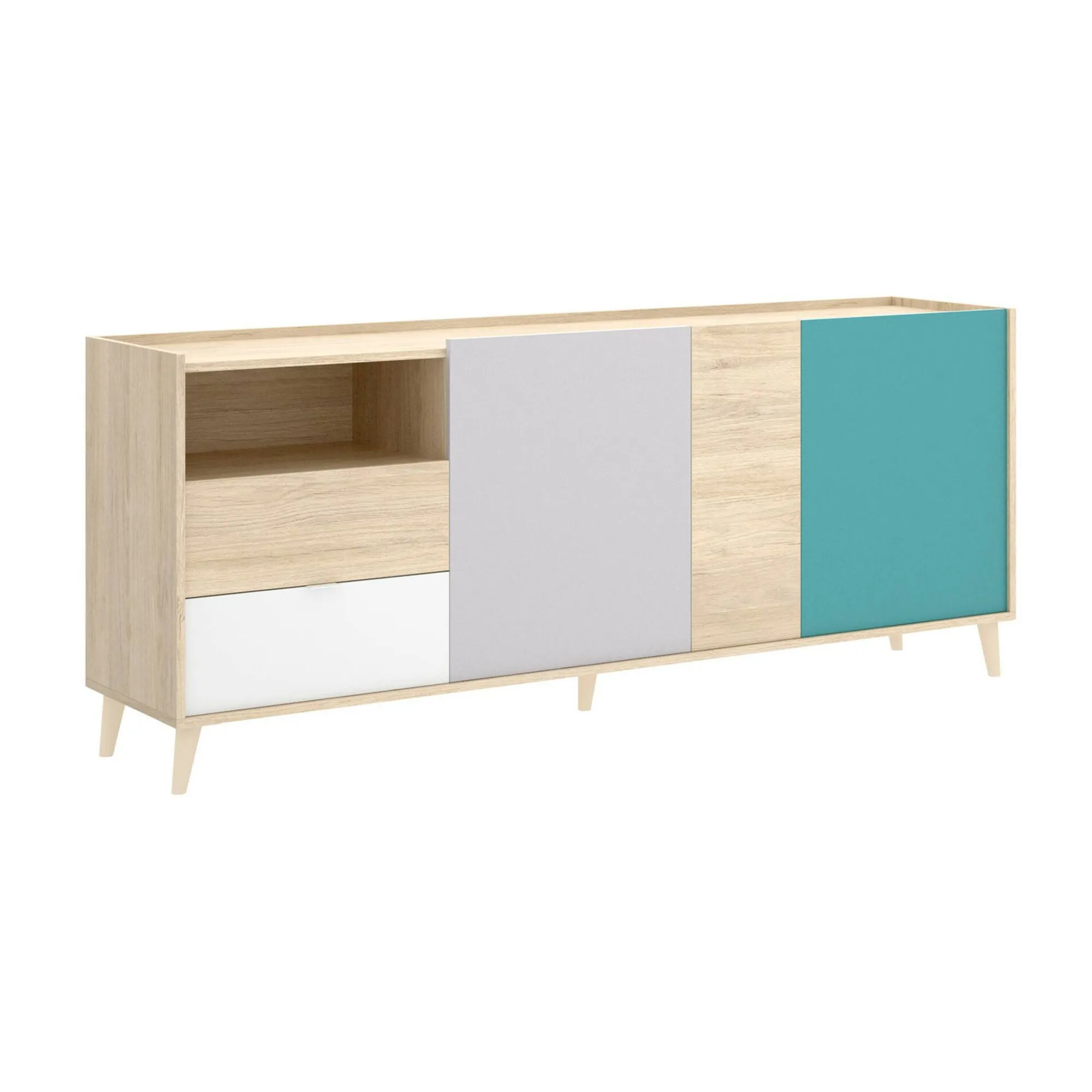 Credenza Allie, 180x43h75 cm, Rovere e Grigio<Dmora Best