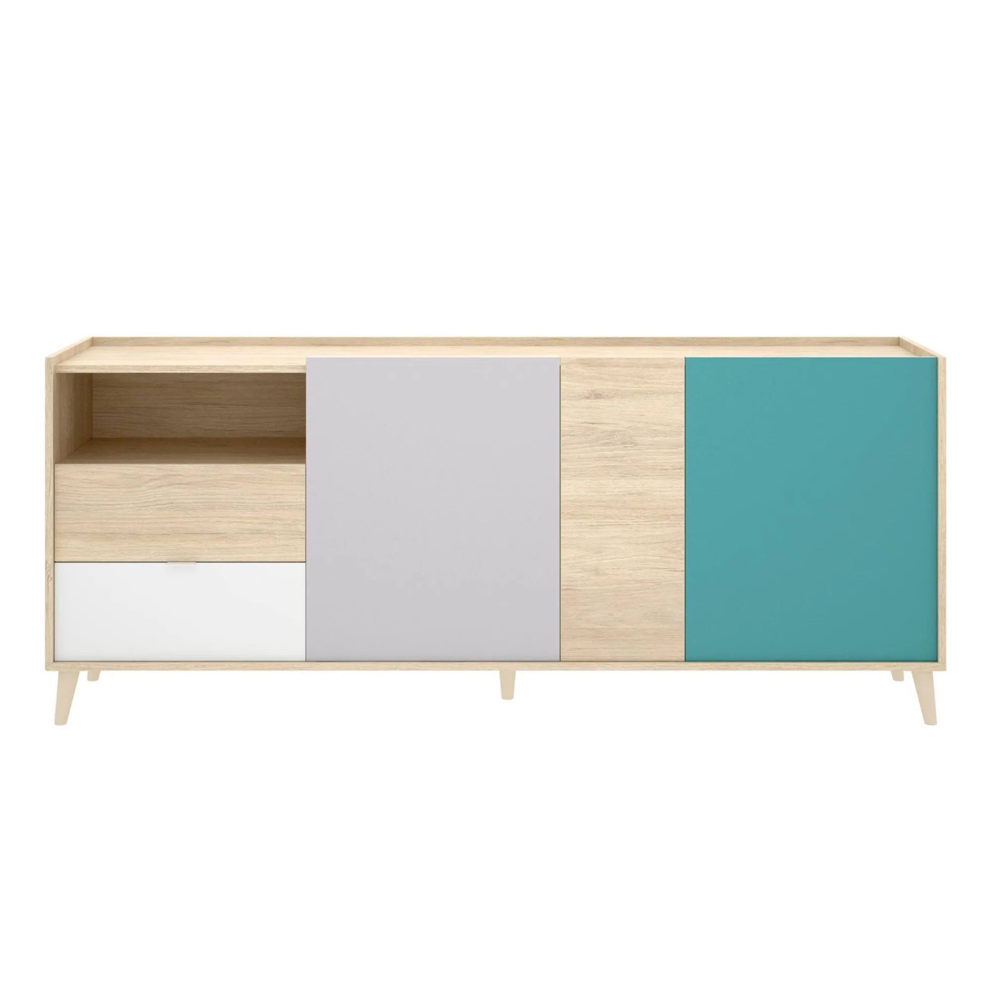 Credenza Allie, 180x43h75 cm, Rovere e Grigio<Dmora Best