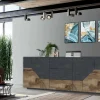 Credenza Almira, cm 220x43h86, Ardesia e Acero<Dmora Clearance
