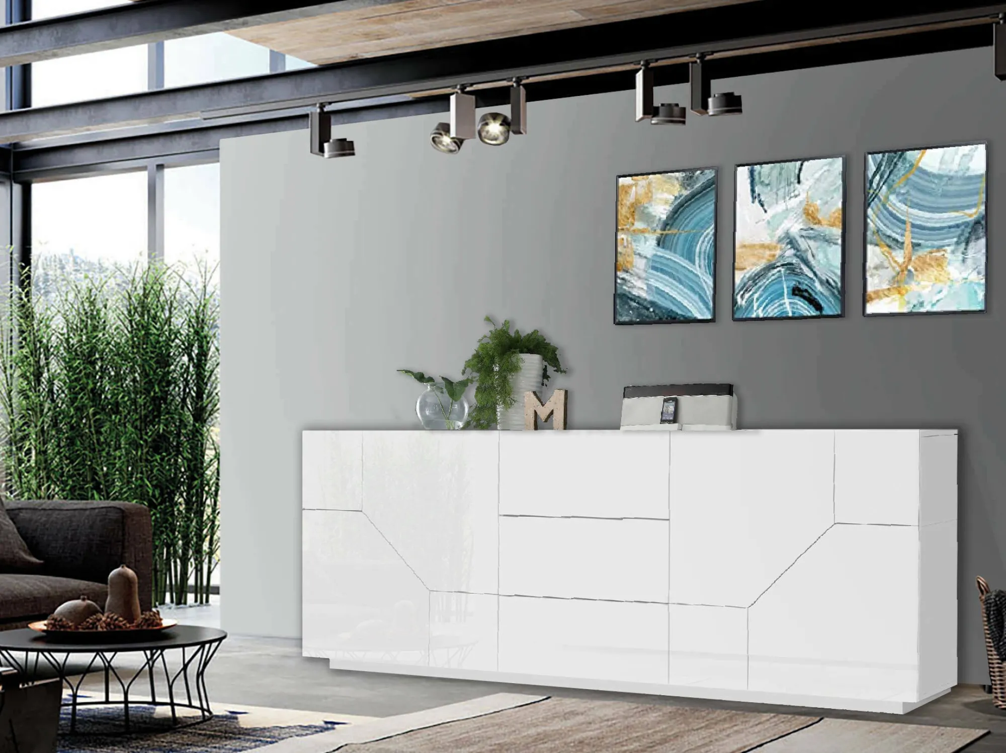 Credenza Almira, cm 220x43h86,<Dmora Best Sale