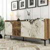 Credenza Also, 180x35h78 cm, Noce e Bianco Marmo<Dmora Best Sale
