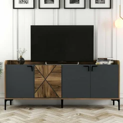 Credenza Also, 180x35h78 cm, Noce e Antracite<Dmora Cheap