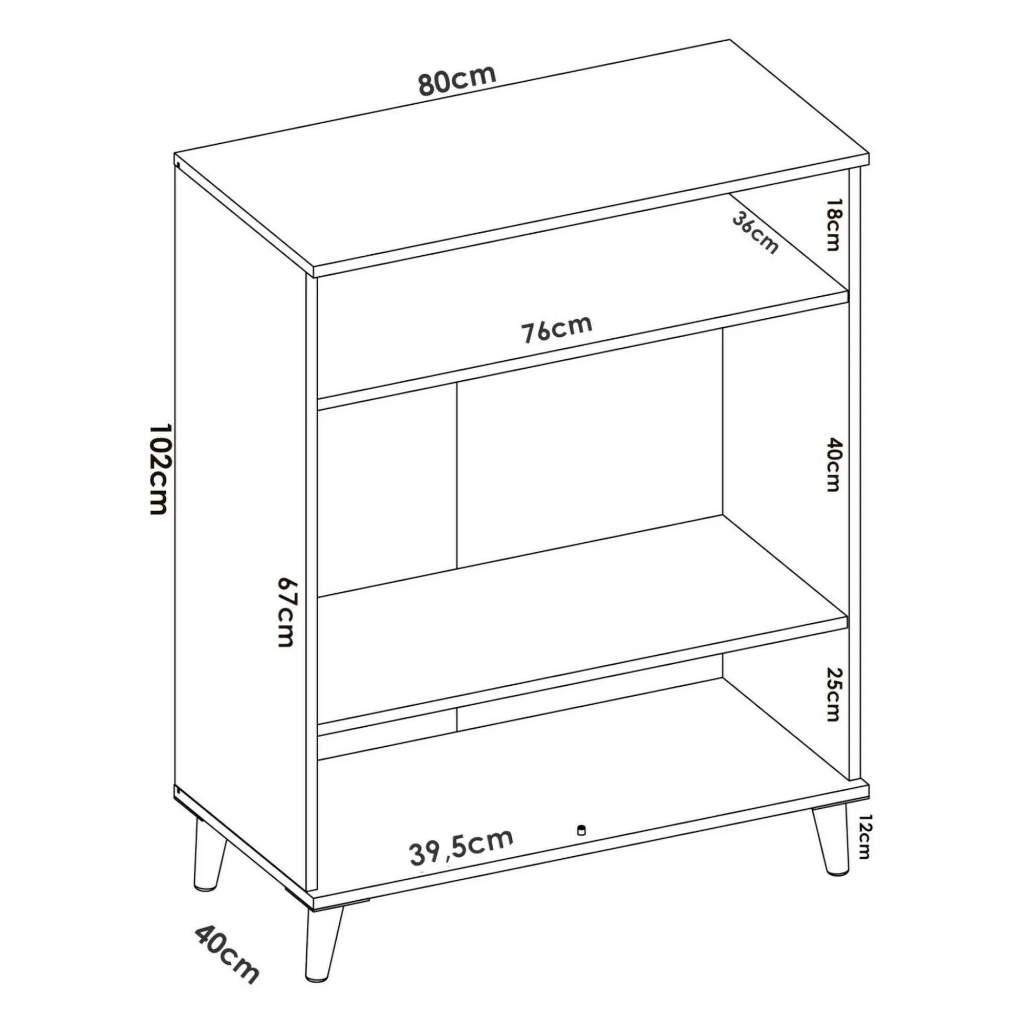 Credenza Altai, 80x40h102 cm, Bianco e Rovere<Dmora Store