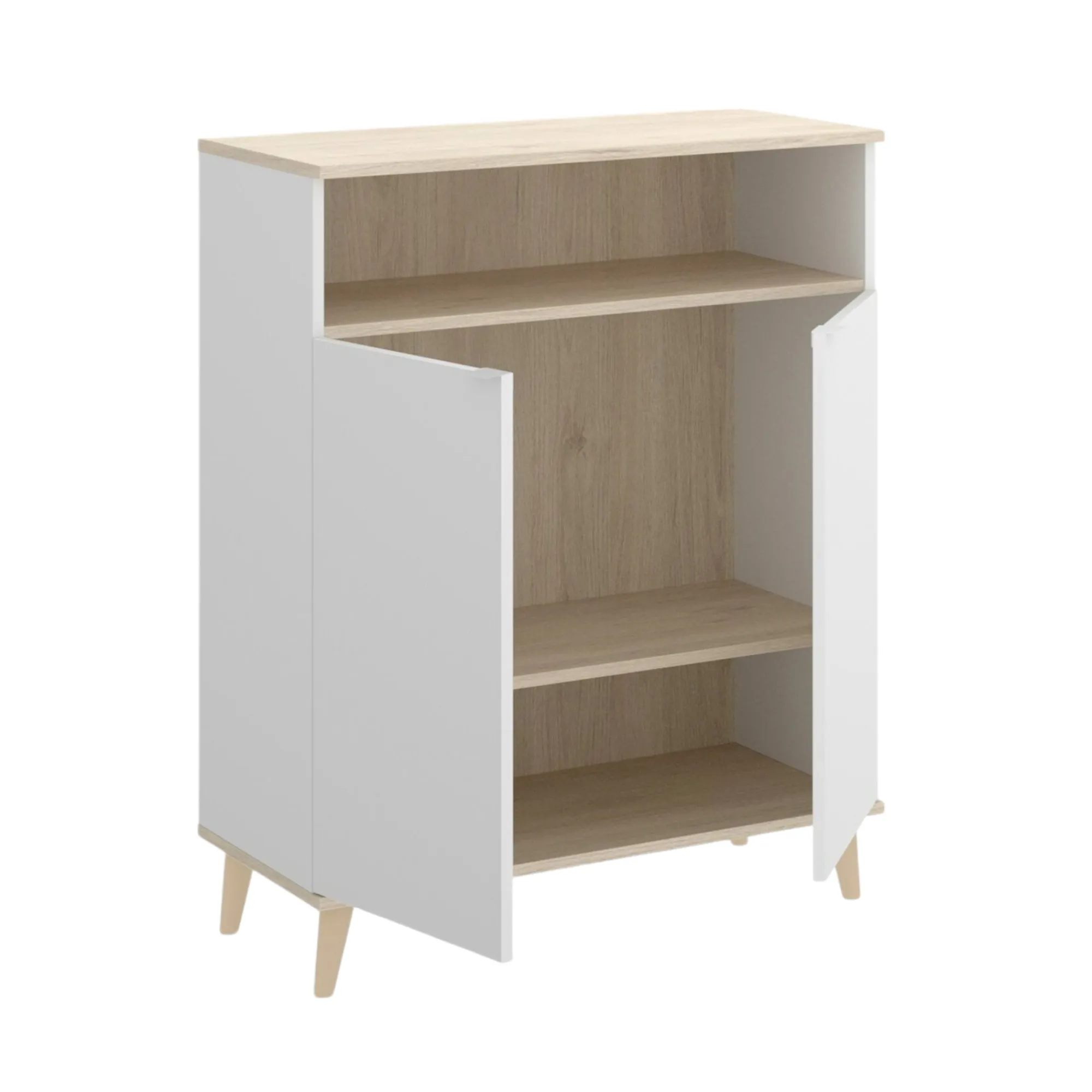 Credenza Altai, 80x40h102 cm, Bianco e Rovere<Dmora Store