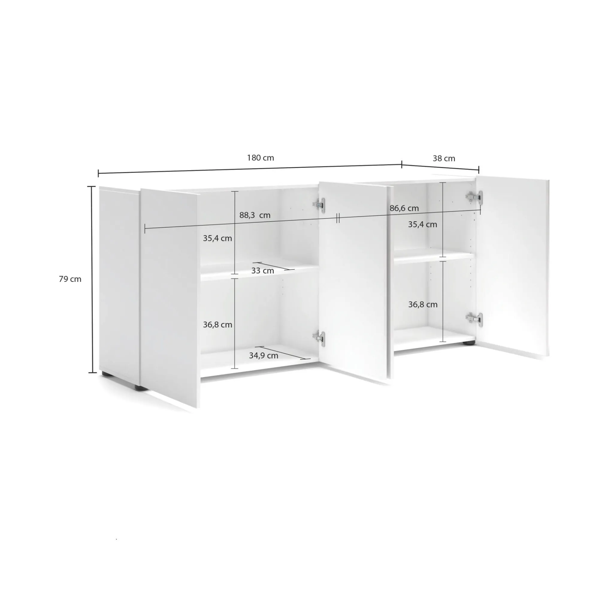 Credenza Amacord, 180x38h79 cm,<Dmora Shop