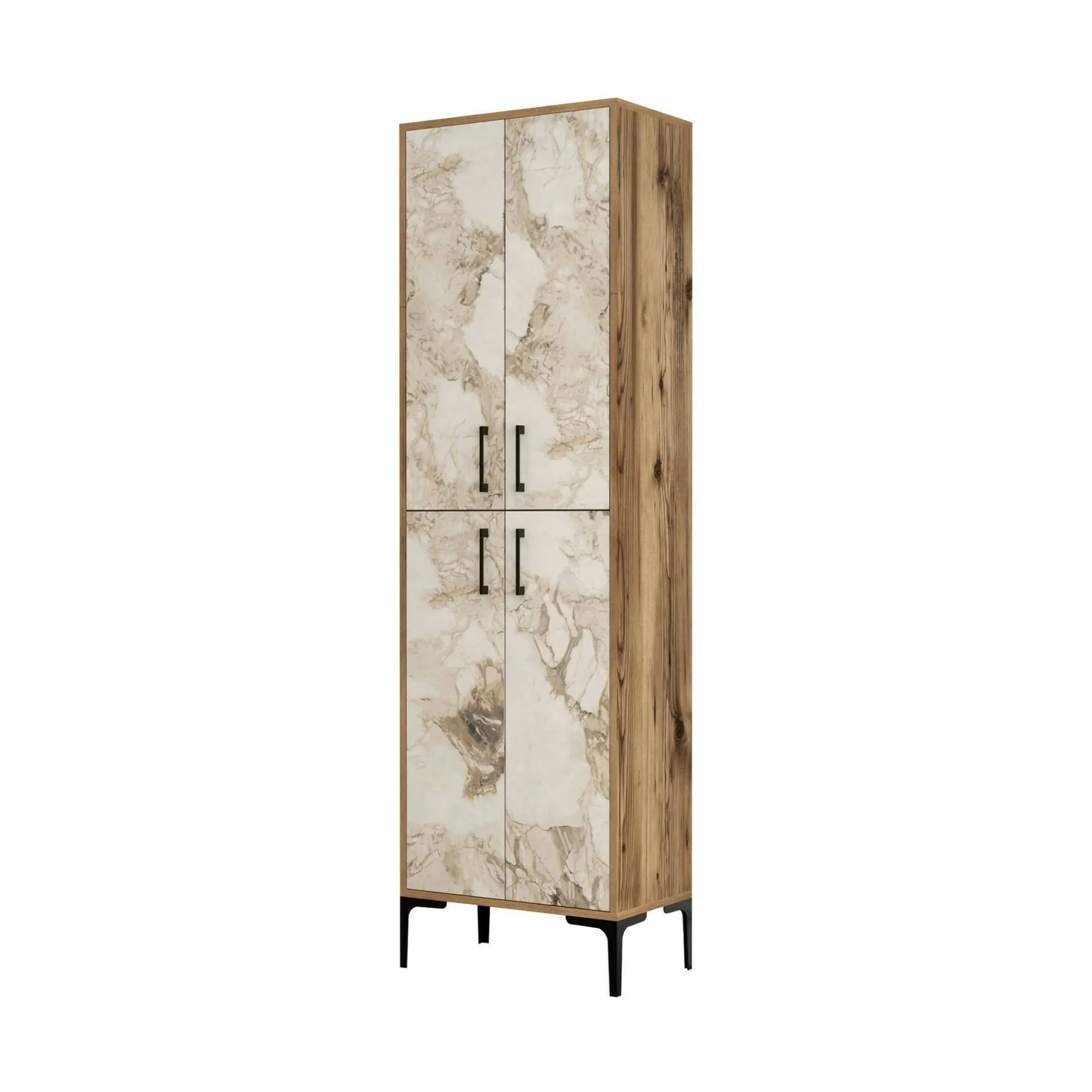 Credenza Amata, 60x35h200 cm, Noce e Bianco Marmo<Dmora Cheap